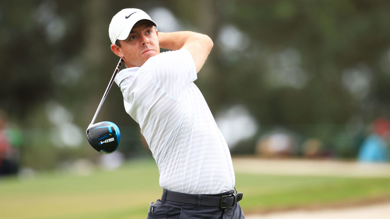 AUGUSTA, GEORGIA - APRIL 09: Rory McIlroy of Northern Ireland plays his shot from the third tee during the second round of the Masters at Augusta National Golf Club on April 09, 2021 in Augusta, Georgia.