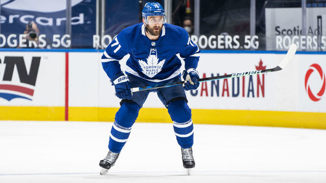 TORONTO, ON - MAY 1: Nick Foligno #71 of the Toronto Maple Leafs skates against the Vancouver Canucks during the first period at the Scotiabank Arena on May 1, 2021 in Toronto, Ontario, Canada.