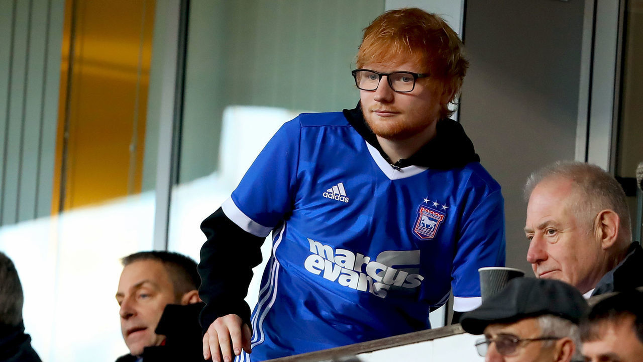IPSWICH, ENGLAND - DECEMBER 22: Musician Ed Sheeran watches his team, Ipswich Town during the Sky Bet Championship match between Ipswich Town and Sheffield United at Portman Road on December 22, 2018 in Ipswich, United Kingdom.