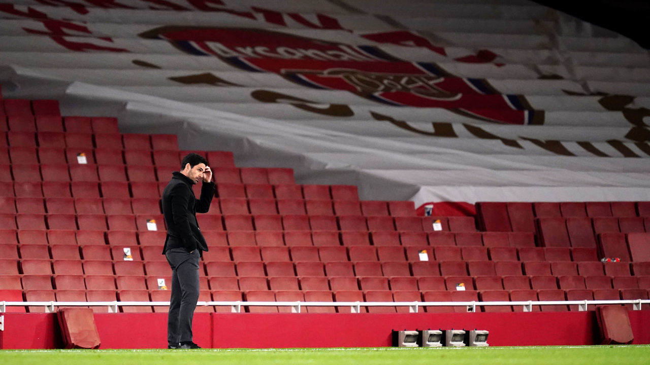 Arsenal manager Mikel Arteta reacts during the UEFA Europa League Semi Final at the Emirates Stadium, London. Picture date: Thursday May 6, 2021.
