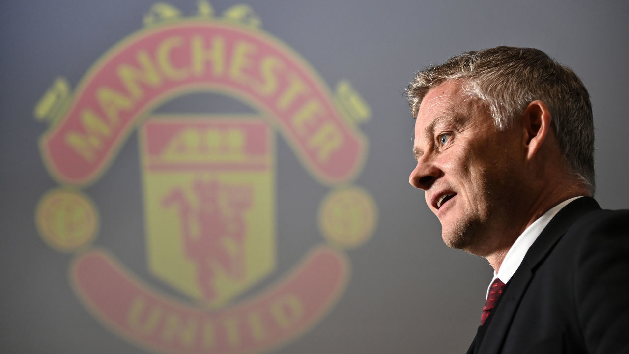 ROME, ITALY - MAY 06: Ole Gunnar Solskjaer, Manager of Manchester United speaks to the media after the UEFA Europa League Semi-final Second Leg match between AS Roma and Manchester United at Stadio Olimpico on May 06, 2021 in Rome, Italy. Sporting stadiums around Europe remain under strict restrictions due to the Coronavirus Pandemic as Government social distancing laws prohibit fans inside venues resulting in games being played behind closed doors.