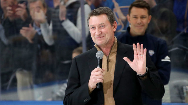 ST LOUIS, MISSOURI - JANUARY 24: Wayne Gretzky addresses fans prior to the 2020 NHL All-Star Skills Competition at Enterprise Center on January 24, 2020 in St Louis, Missouri.