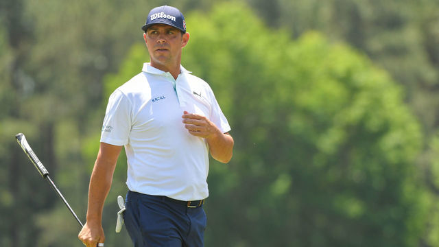 CHARLOTTE, NC - MAY 07: Gary Woodland walks off the ninth green during the second round of the Wells Fargo Championship at Quail Hollow Club on May 7, 2021 in Charlotte, North Carolina.