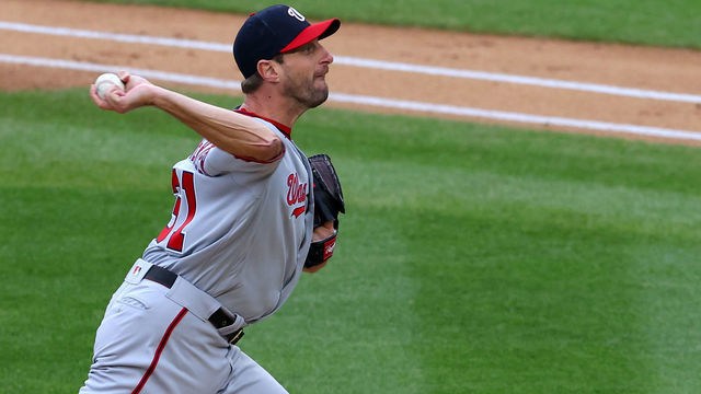 NEW YORK, NY - MAY 08: Pitcher Max Scherzer #31 delivers a pitch against the New York Yankees during the first inning a game at Yankee Stadium on May 8, 2021 in New York City.