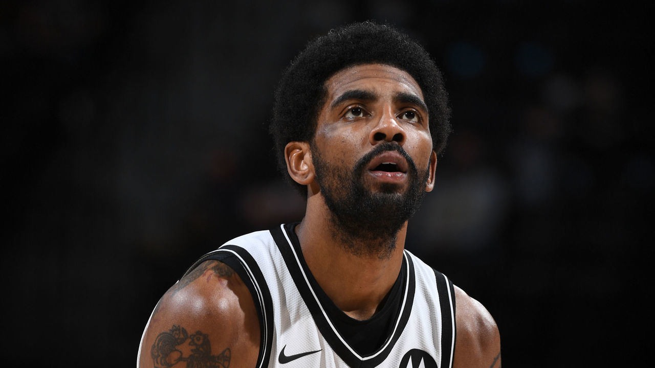 DENVER, CO - MAY 8: Kyrie Irving #11 of the Brooklyn Nets shoots a free throw during the game against the Denver Nuggets on May 8, 2021 at the Ball Arena in Denver, Colorado. NOTE TO USER: User expressly acknowledges and agrees that, by downloading and/or using this Photograph, user is consenting to the terms and conditions of the Getty Images License Agreement. Mandatory Copyright Notice: Copyright 2021 NBAE