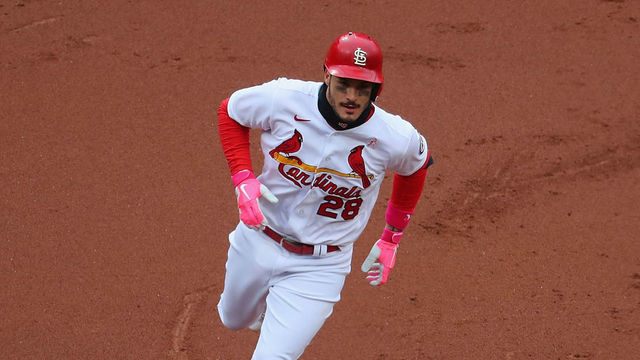 ST LOUIS, MO - MAY 09: Nolan Arenado #28 of the St. Louis Cardinals rounds third base after hitting a home run against the Colorado Rockies in the second inning at Busch Stadium on May 9, 2021 in St Louis, Missouri.