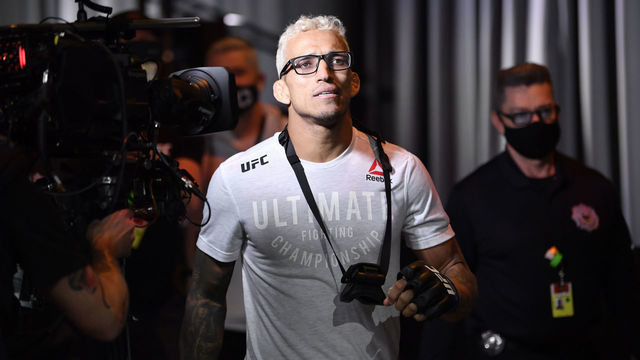 LAS VEGAS, NEVADA - DECEMBER 12: Charles Oliveira of Brazil prepares to enter the Octagon prior to his lightweight bout against Tony Ferguson during the UFC 256 event at UFC APEX on December 12, 2020 in Las Vegas, Nevada.