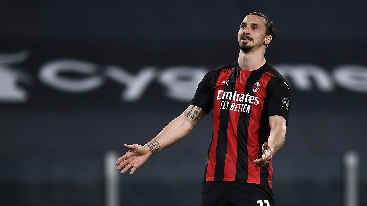 ALLIANZ STADIUM, TURIN, ITALY - 2021/05/09: Zlatan Ibrahimovic of AC Milan looks dejected during the Serie A football match between Juventus FC and AC Milan. AC Milan won 3-0 over Juventus FC.