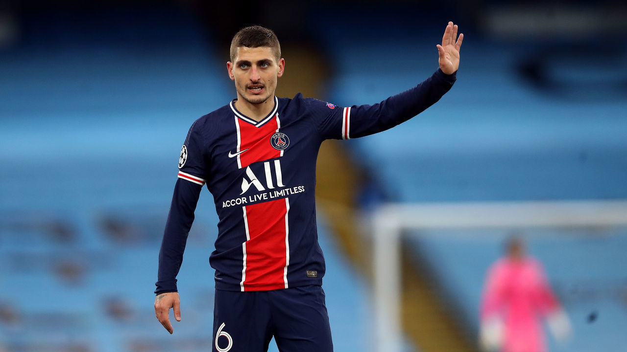 Paris Saint-Germain's Marco Verratti during the UEFA Champions League Semi Final second leg at the Etihad Stadium, Manchester. Picture date: Tuesday May 4, 2021.