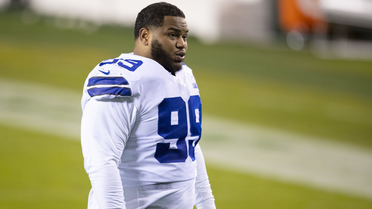 PHILADELPHIA, PA - NOVEMBER 01: Antwaun Woods #99 of the Dallas Cowboys walks off the field after the game against the Philadelphia Eagles at Lincoln Financial Field on November 1, 2020 in Philadelphia, Pennsylvania.