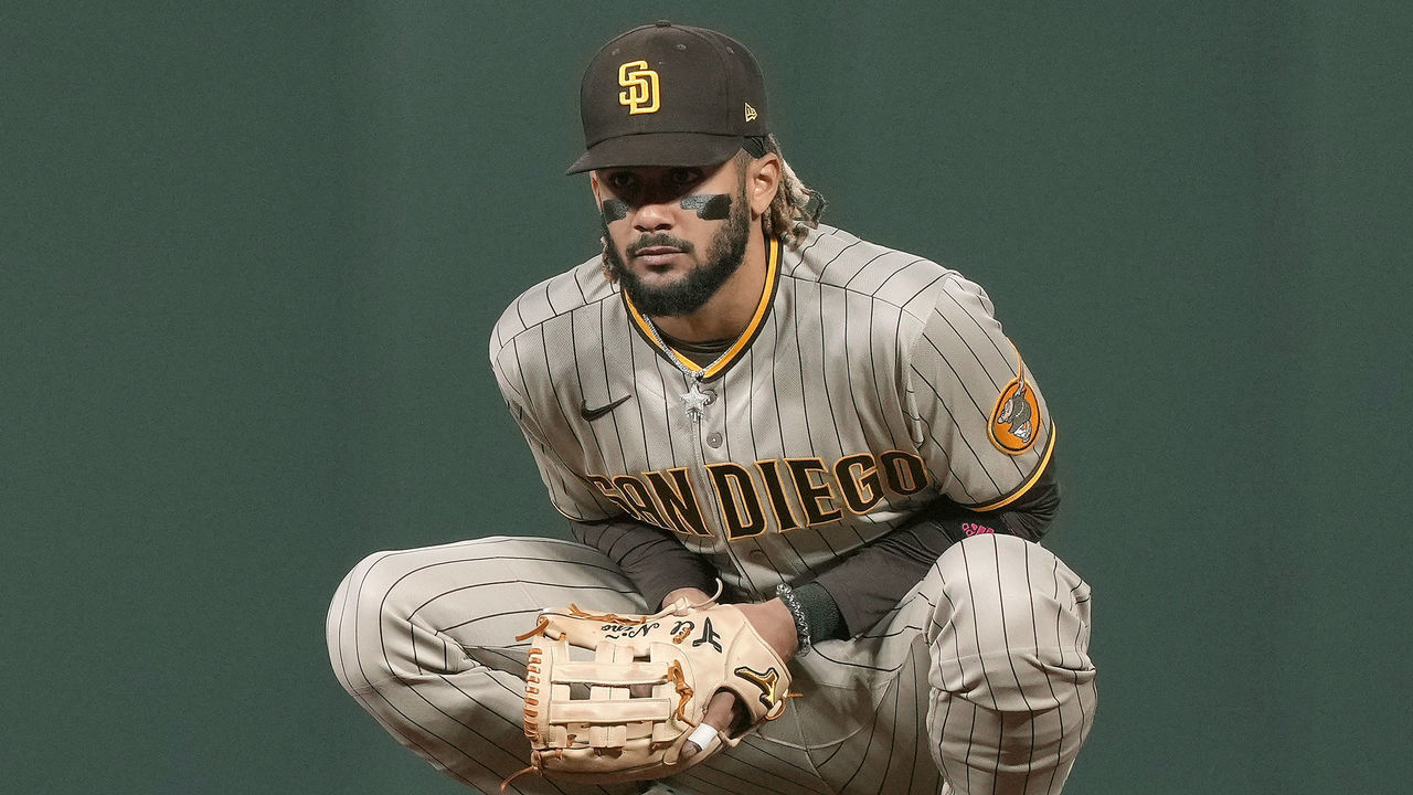 SAN FRANCISCO, CALIFORNIA - MAY 07: Fernando Tatis Jr. #23 of the San Diego Padres looks on from his position against the San Francisco Giants in the fifth inning at Oracle Park on May 07, 2021 in San Francisco, California.