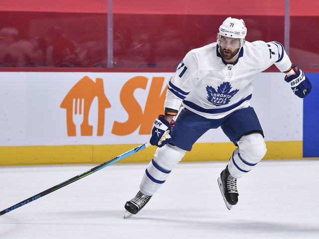 MONTREAL, QC - APRIL 28: Nick Foligno #71 of the Toronto Maple Leafs skates during the first period against the Montreal Canadiens at the Bell Centre on April 28, 2021 in Montreal, Canada. The Toronto Maple Leafs defeated the Montreal Canadiens 4-1.