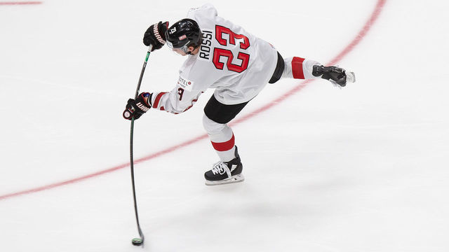 EDMONTON, AB - DECEMBER 26: Marco Rossi #23 of Austria skates against the United States during the 2021 IIHF World Junior Championship at Rogers Place on December 26, 2020 in Edmonton, Canada.
