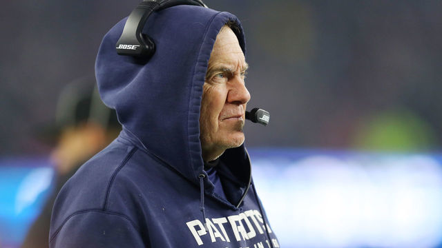 FOXBOROUGH, MASSACHUSETTS - JANUARY 04: Head coach Bill Belichick of the New England Patriots looks on as they play against the Tennessee Titans in the second half of the AFC Wild Card Playoff game at Gillette Stadium on January 04, 2020 in Foxborough, Massachusetts.