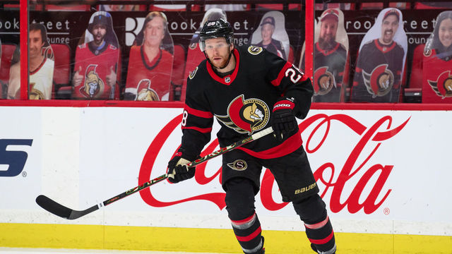 OTTAWA, ON - MAY 5: Connor Brown #28 of the Ottawa Senators skates against the Montreal Canadiens at Canadian Tire Centre on May 5, 2021 in Ottawa, Ontario, Canada.
