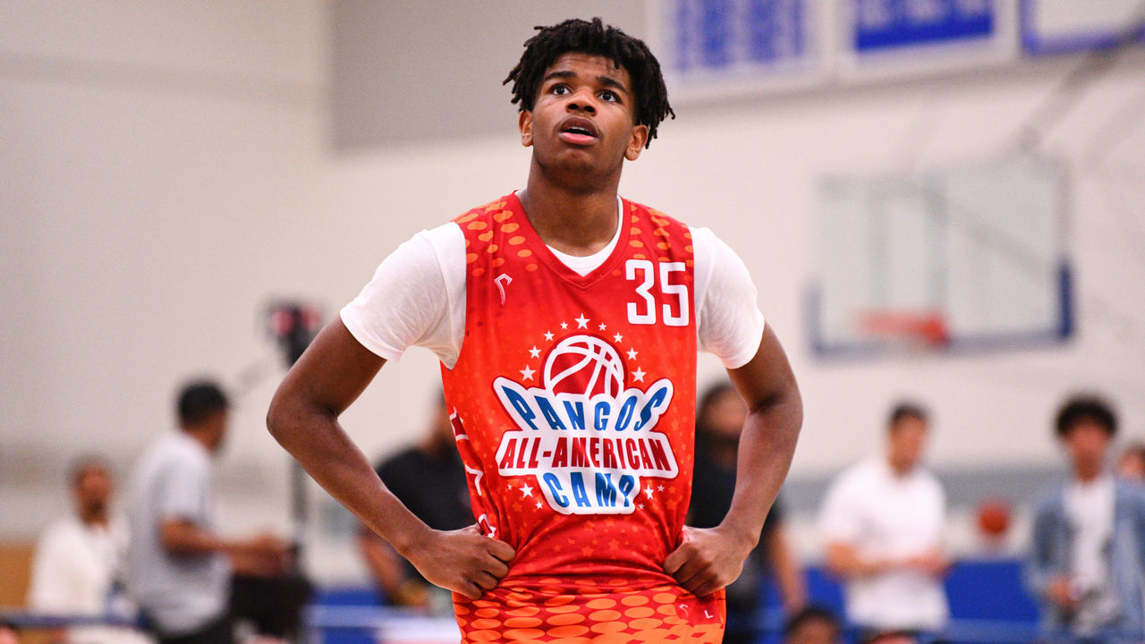 NORWALK, CA - JUNE 02: Jaden Hardy from Coronado High School looks on during the Pangos All-American Camp on June 2, 2019 at Cerritos College in Norwalk, CA.