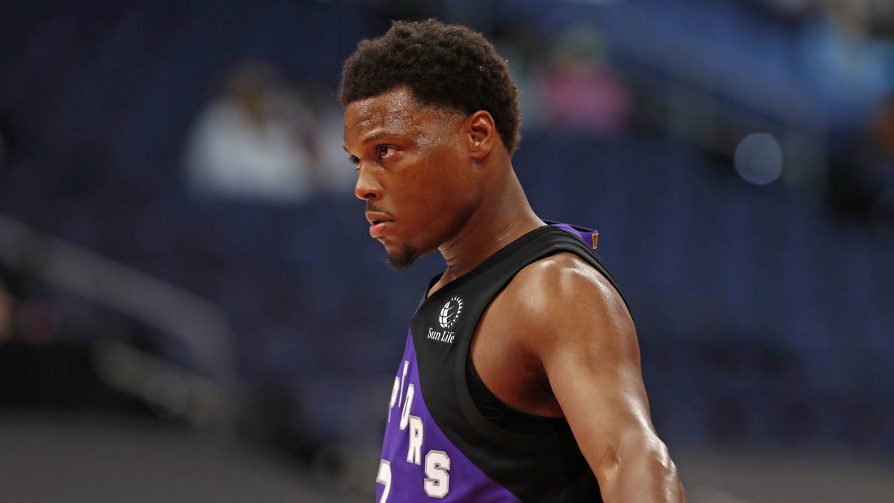 TAMPA, FL- APRIL 21: Kyle Lowry #7 of the Toronto Raptors looks on during the game against the Brooklyn Nets on April 21, 2021 at Amalie Arena in Tampa, Florida. Mandatory Copyright Notice: Copyright 2021 NBAE