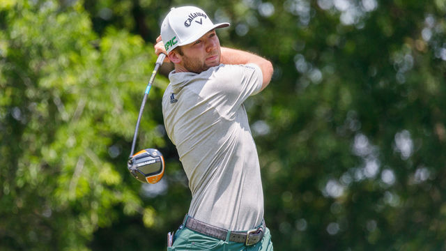 MCKINNEY, TX - MAY 15: Sam Burns hits his tee shot on #2 during the third round of the AT&T Byron Nelson on May 15, 2021 at TPC Craig Ranch in McKinney, Texas.