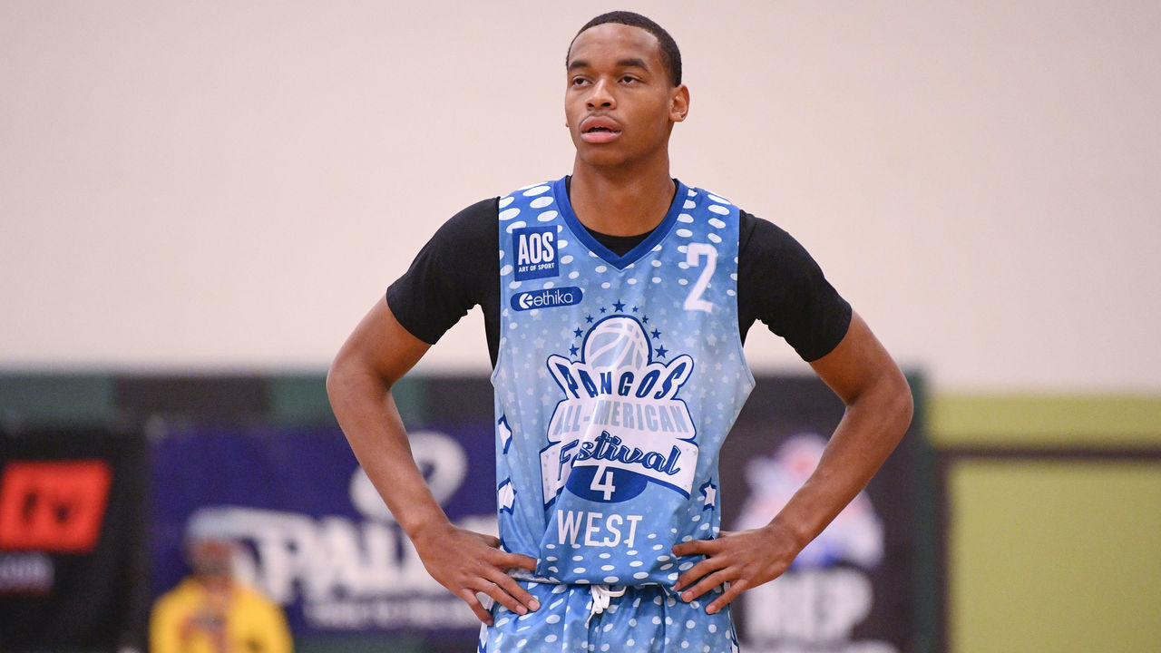 CHANDLER, AZ - NOVEMBER 08: Nolan Hickman, from Wasatch Academy, looks on during the Pangos All-American Festival on November 8, 2020 at AZ Compass Prep in Chandler, AZ.