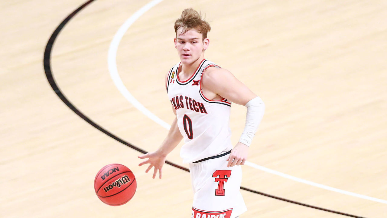 LUBBOCK, TEXAS - FEBRUARY 27: Guard Mac McClung #0 of the Texas Tech Red Raiders handles the ball during the first half of the college basketball game against the Texas Longhorns at United Supermarkets Arena on February 27, 2021 in Lubbock, Texas.