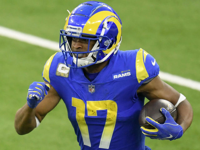 INGLEWOOD, CALIFORNIA - NOVEMBER 15: Robert Woods #17 of the Los Angeles Rams runs after his catch during a 23-16 win over the Seattle Seahawks at SoFi Stadium on November 15, 2020 in Inglewood, California.