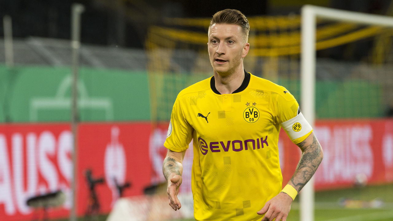 DORTMUND, GERMANY - MAY 01: Marco Reus in action during the match between Borussia Dortmund and Holstein Kiel on May 01, 2021 in Dortmund, Germany.