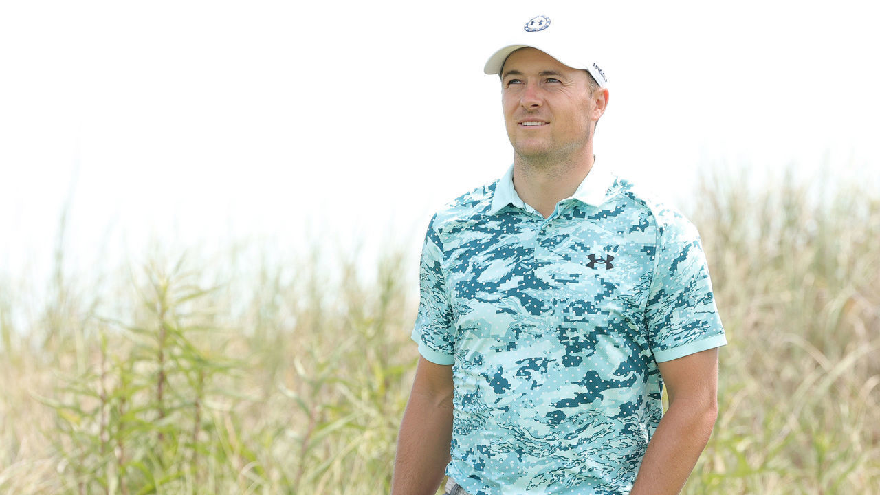 KIAWAH ISLAND, SOUTH CAROLINA - MAY 18: Jordan Spieth of the United States looks on during a practice round prior to the 2021 PGA Championship at Kiawah Island Resort's Ocean Course on May 18, 2021 in Kiawah Island, South Carolina.