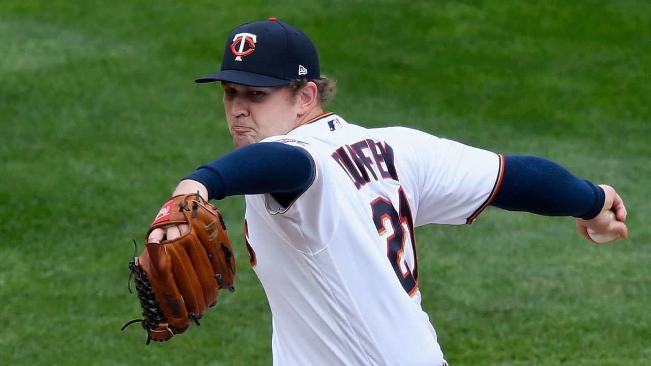 MINNEAPOLIS, MINNESOTA - SEPTEMBER 29: Tyler Duffey #21 of the Minnesota Twins delivers a pitch against the Houston Astros during the seventh inning of Game One in the American League Wild Card Round at Target Field on September 29, 2020 in Minneapolis, Minnesota.
