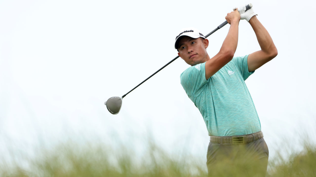 KIAWAH ISLAND, SOUTH CAROLINA - MAY 19: Collin Morikawa of the United States plays his shot from the 11th tee during a practice round prior to the 2021 PGA Championship at Kiawah Island Resort's Ocean Course on May 19, 2021 in Kiawah Island, South Carolina.