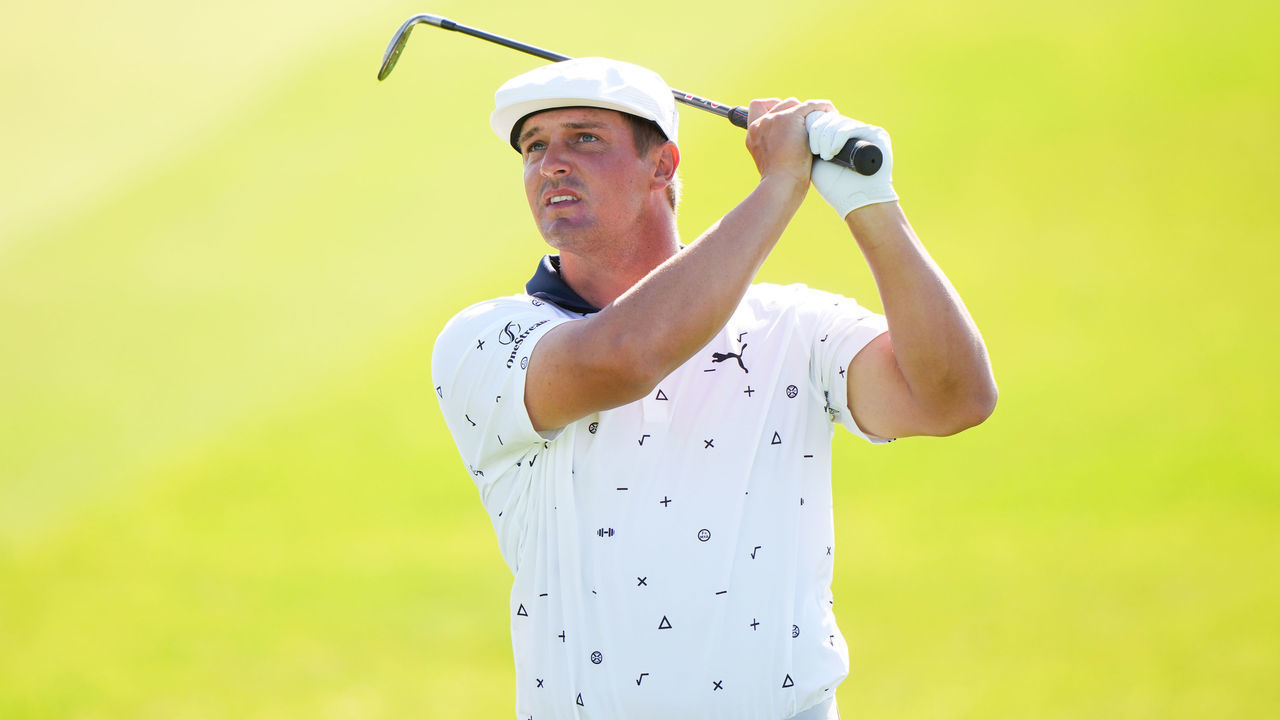 KIAWAH ISLAND, SC - MAY 20: Bryson DeChambeau hits his second shot on the 12th hole during the first round of the 2021 PGA Championship held at the Ocean Course of Kiawah Island Golf Resort on May 20, 2021 in Kiawah Island, South Carolina.
