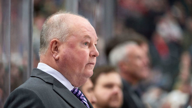 ST PAUL, MINNESOTA - OCTOBER 20: Head coach Bruce Boudreau of the Minnesota Wild looks on during the game at Xcel Energy Center on October 20, 2019 in St Paul, Minnesota. The Wild defeated the Canadiens 4-3.