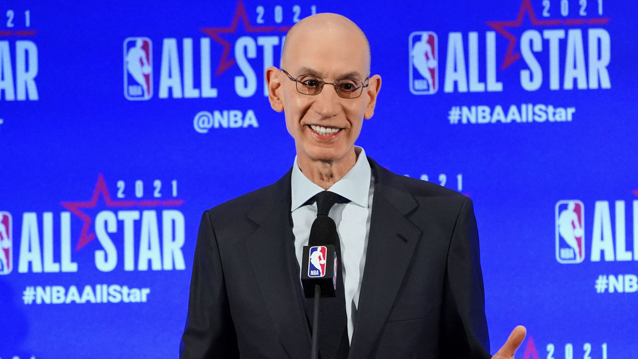 ATLANTA, GA - MARCH 6: NBA Commissioner Adam Silver speaks to the media during a press conference during the NBA All-Star 2021 on March 6, 2021 at State Farm Arena in Atlanta, Georgia. Mandatory Copyright Notice: Copyright 2021 NBAE