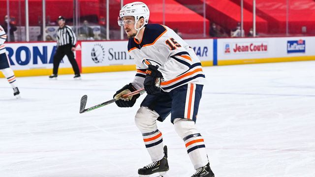 MONTREAL, QC - MAY 12: Look on Edmonton Oilers right wing Josh Archibald (15) during the Edmonton Oilers versus the Montreal Canadiens game on May 12, 2021, at Bell Centre in Montreal, QC