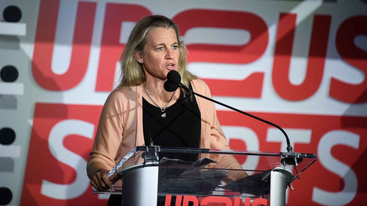 NEW YORK, NY - MAY 15: Mollie Marcoux Samaan speaks at the Up2Us Sports Gala 2017 at Guastavino's on May 15, 2017 in New York City.