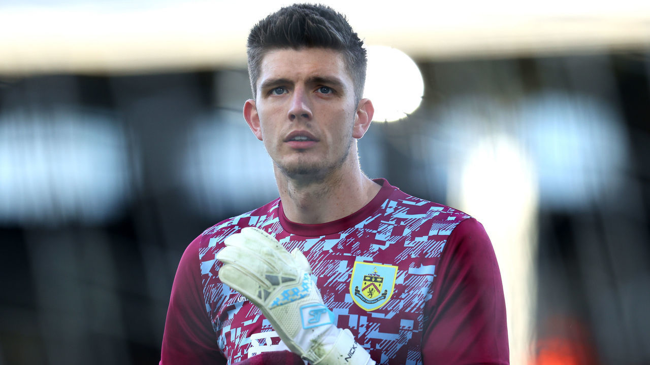 LONDON, ENGLAND - MAY 10: Nick Pope of Burnley looks on prior to the Premier League match between Fulham and Burnley at Craven Cottage on May 10, 2021 in London, England. Sporting stadiums around the UK remain under strict restrictions due to the Coronavirus Pandemic as Government social distancing laws prohibit fans inside venues resulting in games being played behind closed doors.