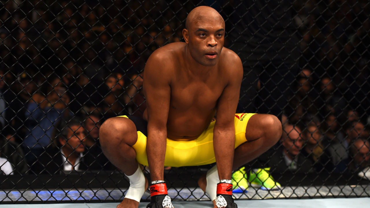 BROOKLYN, NEW YORK - FEBRUARY 11: Anderson Silva of Brazil enters the Octagon before facing Derek Brunson in their middleweight bout during the UFC 208 event inside Barclays Center on February 11, 2017 in Brooklyn, New York.