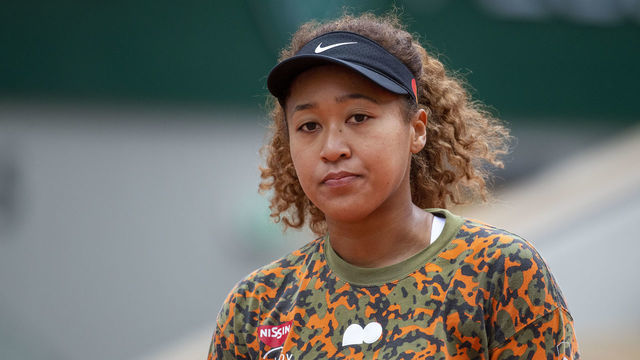 PARIS, FRANCE May 26. Naomi Osaka of Japan during practice on Court Philippe-Chatrier during a practice match against Ashleigh Barty of Australia in preparation for the 2021 French Open Tennis Tournament at Roland Garros on May 2pm 6th 2021 in Paris, France.