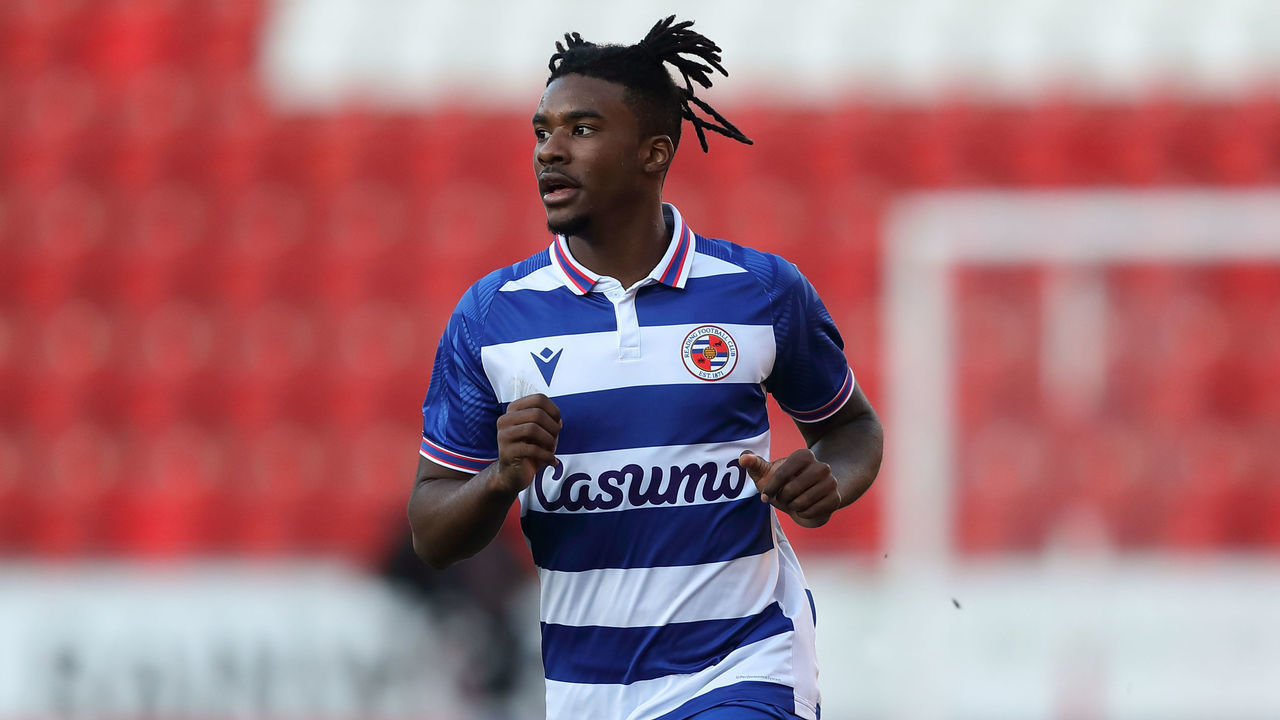 ROTHERHAM, ENGLAND - FEBRUARY 27: Omar Richards of Reading during the Sky Bet Championship match between Rotherham United and Reading at AESSEAL New York Stadium on February 27, 2021 in Rotherham, England. Sporting stadiums around the UK remain under strict restrictions due to the Coronavirus Pandemic as Government social distancing laws prohibit fans inside venues resulting in games being played behind closed doors.