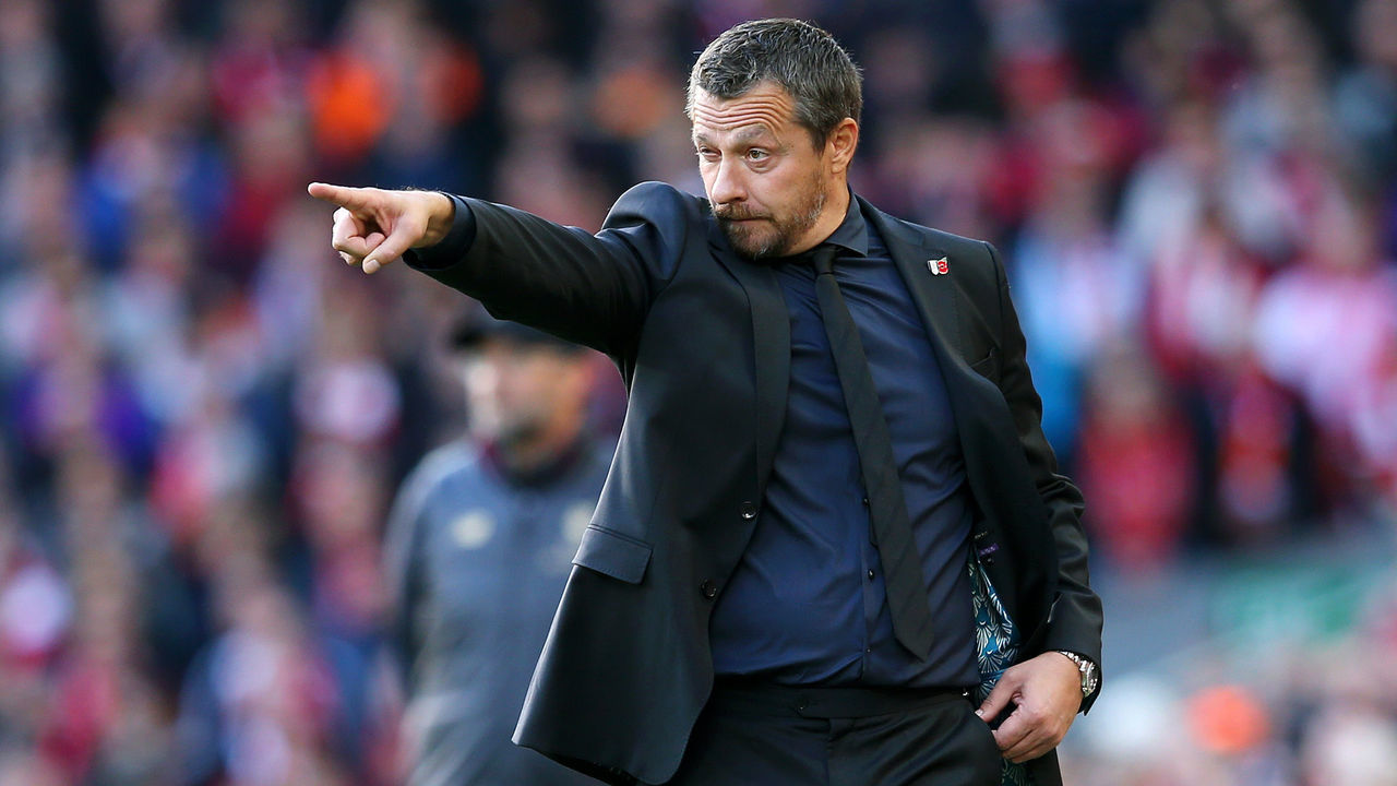 LIVERPOOL, ENGLAND - NOVEMBER 11: Slavisa Jokanovic, Manager of Fulham gives his team instructions during the Premier League match between Liverpool FC and Fulham FC at Anfield on November 11, 2018 in Liverpool, United Kingdom.