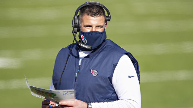 NASHVILLE, TENNESSEE - JANUARY 10: Head Coach Mike Vrabel of the Tennessee Titans on the sidelines during their AFC Wild Card Playoff game against the Baltimore Ravens at Nissan Stadium on January 10, 2021 in Nashville, Tennessee. The Ravens defeated the Titans 20-13.