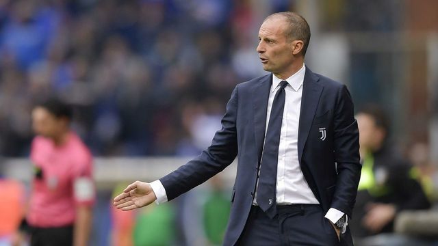 GENOA, ITALY - MAY 26: Juventus coach Massimiliano Allegri during the Serie A match between UC Sampdoria and Juventus at Stadio Luigi Ferraris on May 26, 2019 in Genoa, Italy.