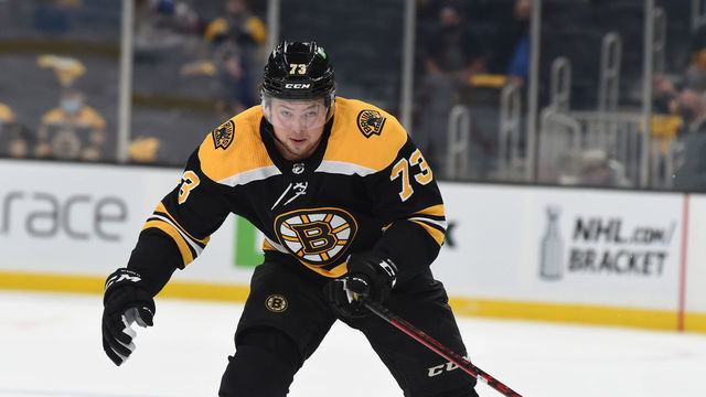 BOSTON, MA - MAY 19: Charlie McAvoy #73 of the Boston Bruins skates against the Washington Capitals in Game Three of the First Round of the 2021 Stanley Cup Playoffs at the TD Garden on May 19, 2021 in Boston, Massachusetts.