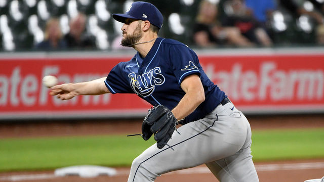 BALTIMORE, MARYLAND - MAY 18: Ryan Thompson #81 of the Tampa Bay Rays pitches against the Baltimore Orioles during the eighth inning at Oriole Park at Camden Yards on May 18, 2021 in Baltimore, Maryland.