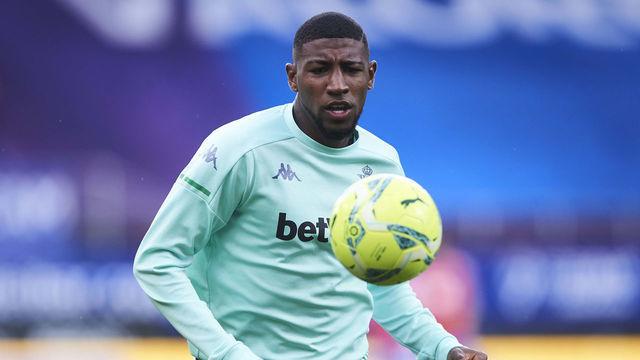 EIBAR, SPAIN - MAY 13: Emerson Royal of Real Betis Balompie in action during the La Liga Santander match between SD Eibar and Real Betis at Estadio Municipal de Ipurua on May 13, 2021 in Eibar, Spain.
