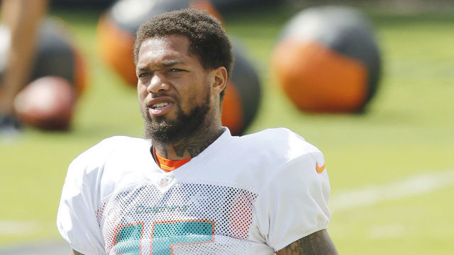 DAVIE, FLORIDA - SEPTEMBER 16: Lynn Bowden Jr. #15 of the Miami Dolphins stretches during practice at Baptist Health Training Facility at Nova Southern University on September 16, 2020 in Davie, Florida.