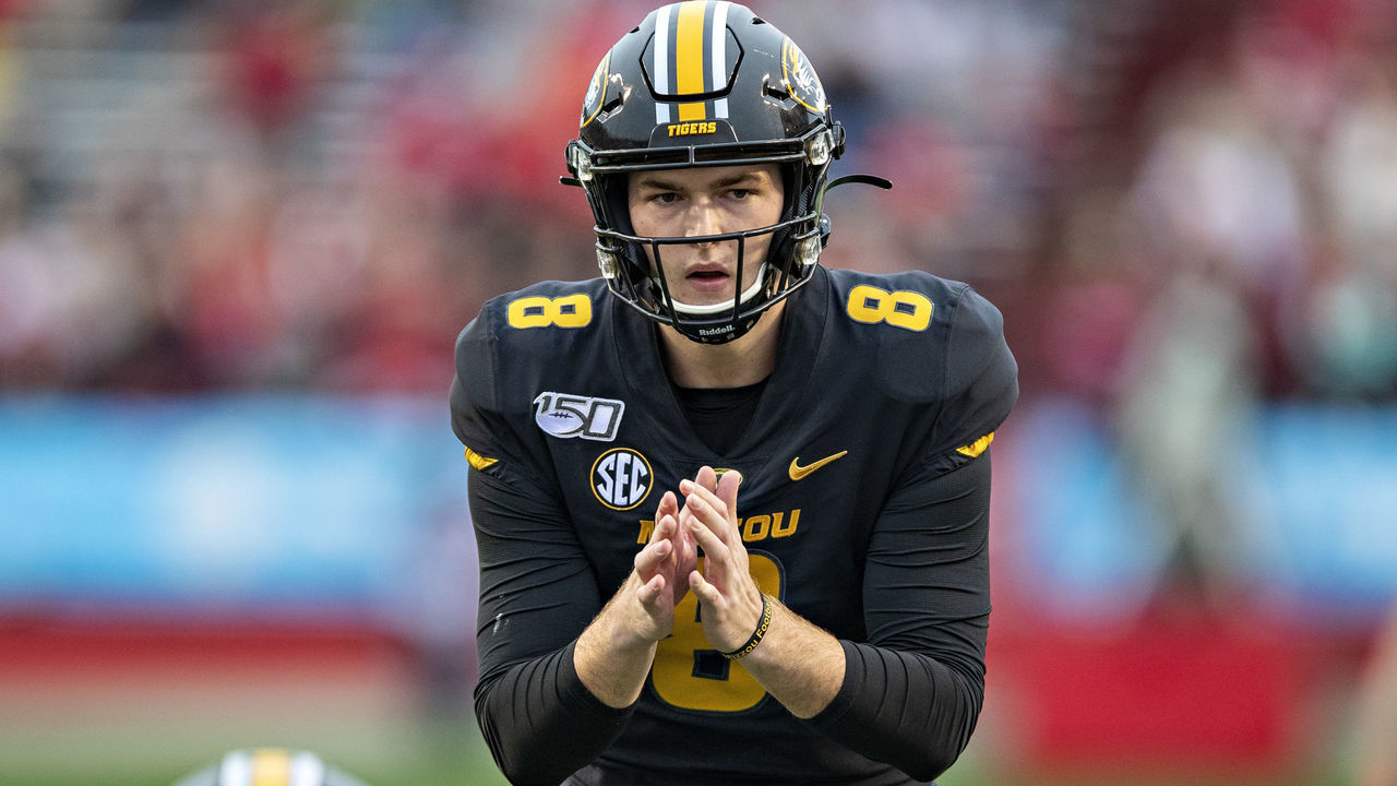LITTLE ROCK, AR - NOVEMBER 29: Connor Bazelak #8 of the Missouri Tigers waits for the snap during a game against the Arkansas Razorbacks at War Memorial Stadium on November 29, 2019 in Little Rock, Arkansas The Tigers defeated the Razorbacks 24-14.