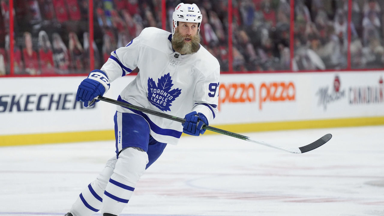 OTTAWA, ON - MAY 12: Joe Thornton #97 of the Toronto Maple Leafs skates against the Ottawa Senators at Canadian Tire Centre on May 12, 2021 in Ottawa, Ontario, Canada.