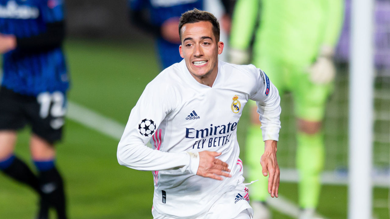 MADRID, SPAIN - MARCH 16: (BILD ZEITUNG OUT) Lucas Vazquez of Real Madrid gestures during the UEFA Champions League Round of 16 match between Real Madrid and Atalanta at Estadio Santiago Bernabeu on March 16, 2021 in Madrid, Spain. Sporting stadiums around Spain remain under strict restrictions due to the Coronavirus Pandemic as Government social distancing laws prohibit fans inside venues resulting in games being played behind closed doors.