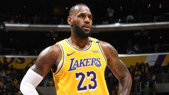 LOS ANGELES, CA - JUNE 3: LeBron James #23 of the Los Angeles Lakers looks on during Round 1, Game 6 of the 2021 NBA Playoffs on June 3, 2021 at STAPLES Center in Los Angeles, California. NOTE TO USER: User expressly acknowledges and agrees that, by downloading and/or using this Photograph, user is consenting to the terms and conditions of the Getty Images License Agreement. Mandatory Copyright Notice: Copyright 2021 NBAE