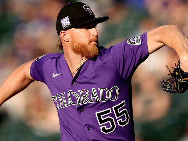 DENVER, COLORADO - JUNE 04: Starting Pitcher Jon Gray #55 of the Colroado Rockies throws in the first inning against the Oakland Athletics at Coors Field on June 04, 2021 in Denver, Colorado.